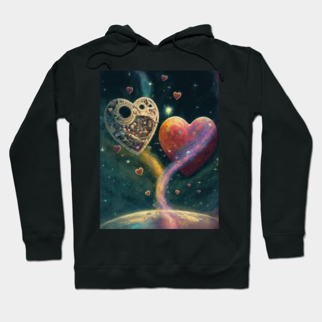 Two hearts in space Hoodie by MorningPanda